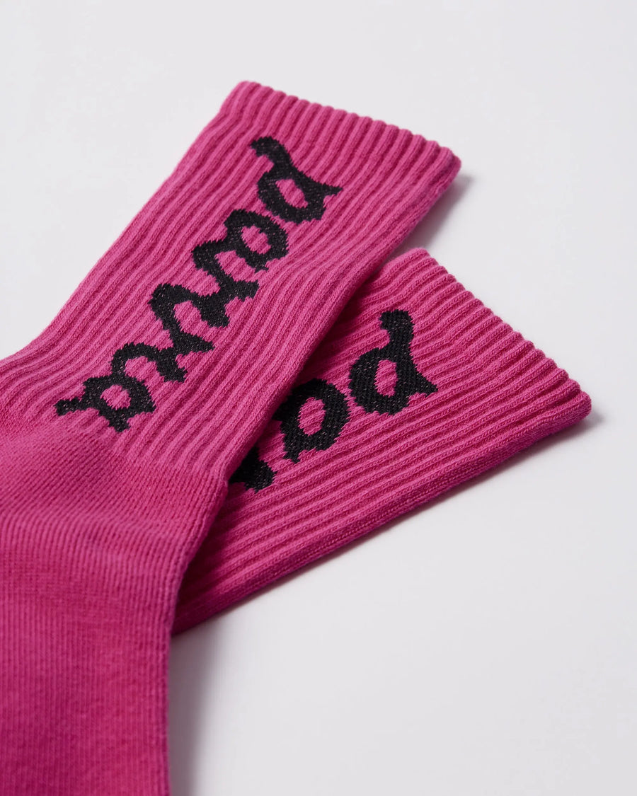 By Parra Lowercase scriptlogo crew socks (Hot Pink) By Parra