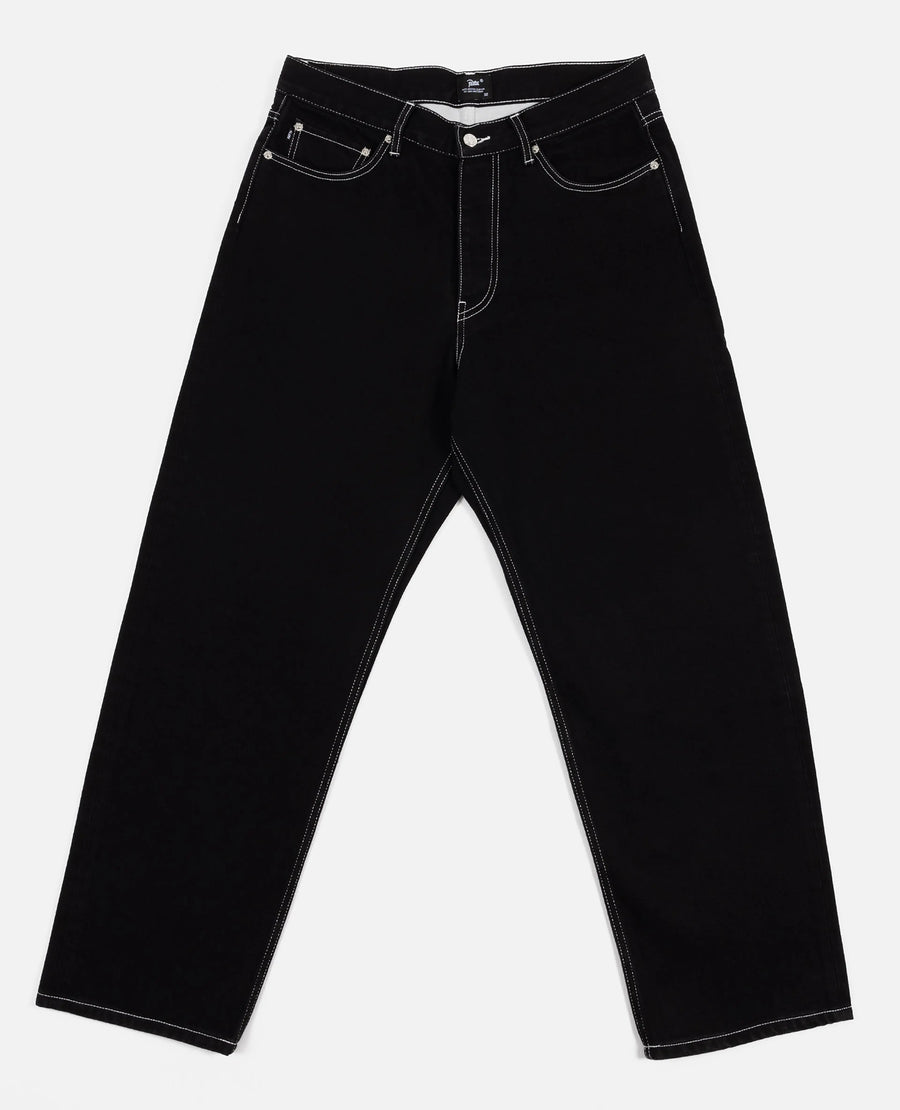 Patta Contrast Stitch Loose Denim Pants (Black) Patta
