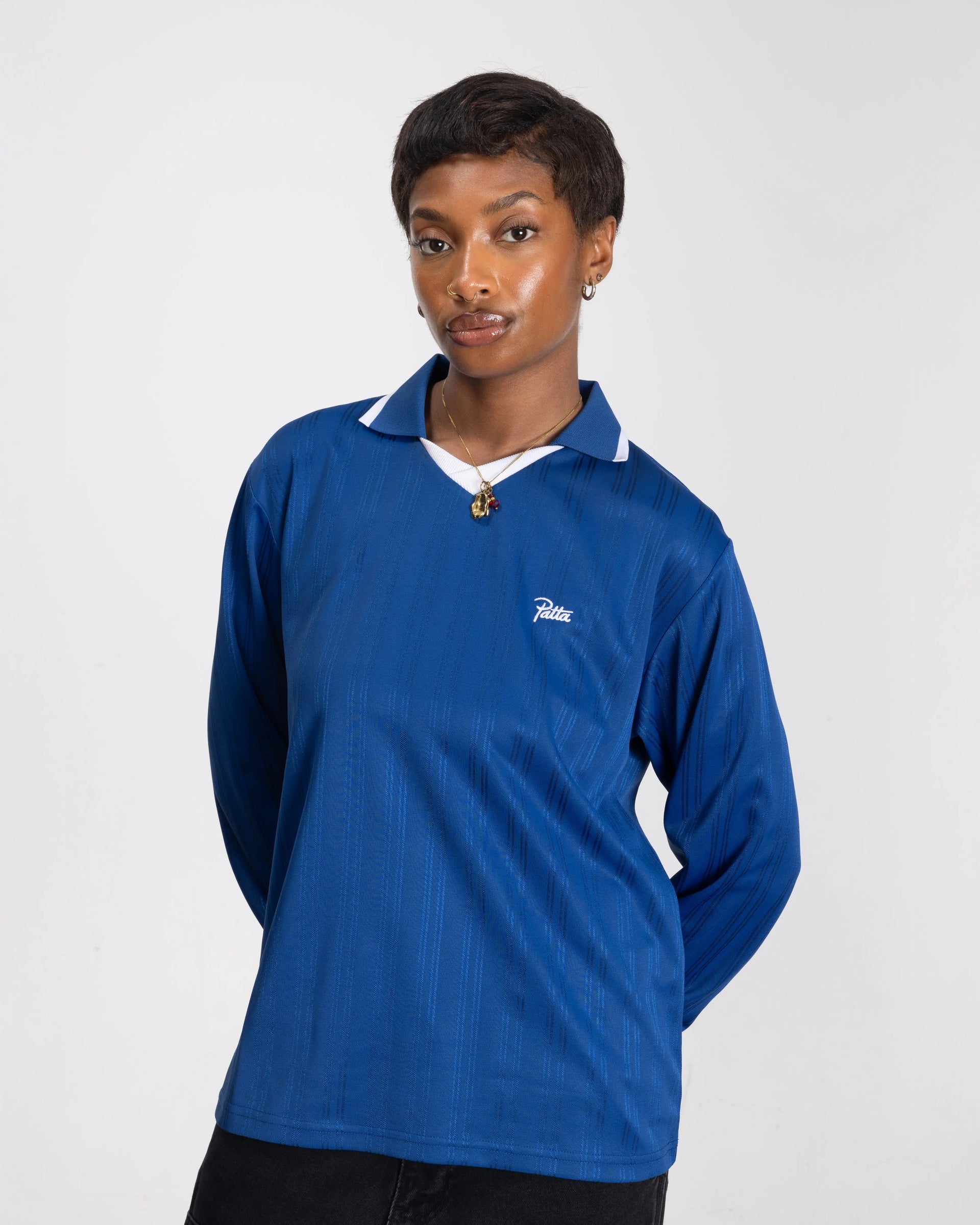 Patta Jacquard Striped Long Sleeve Jersey (Monaco Blue ) Patta