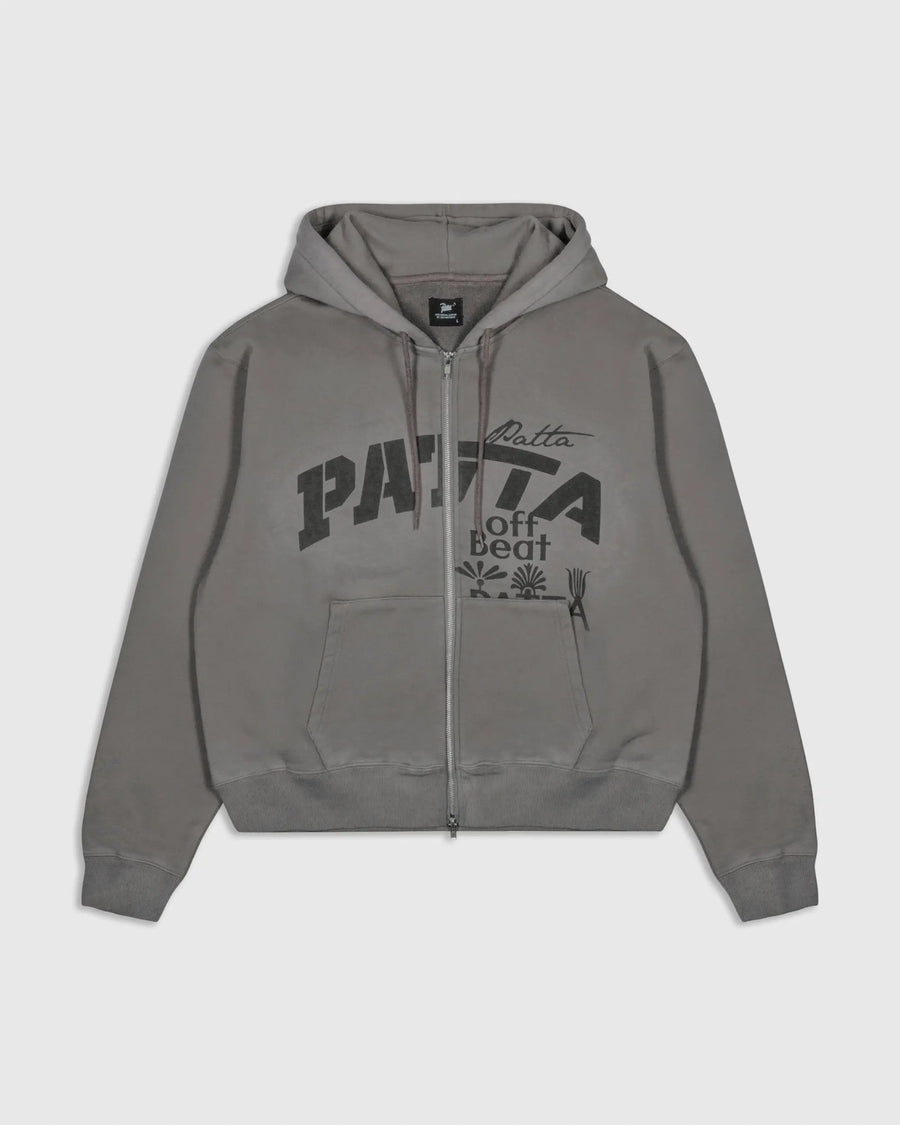 Patta Off Beat Zip Up Hooded Sweater (Brushed Nickel) Patta