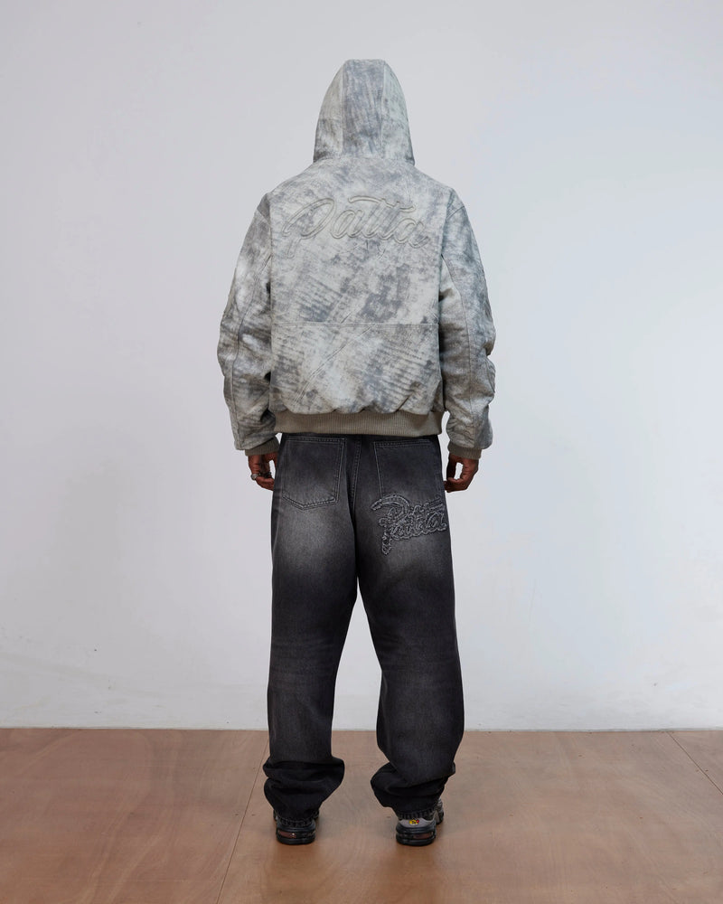 Patta Leather Hooded Bomber Jacket (Moonless Night) Patta