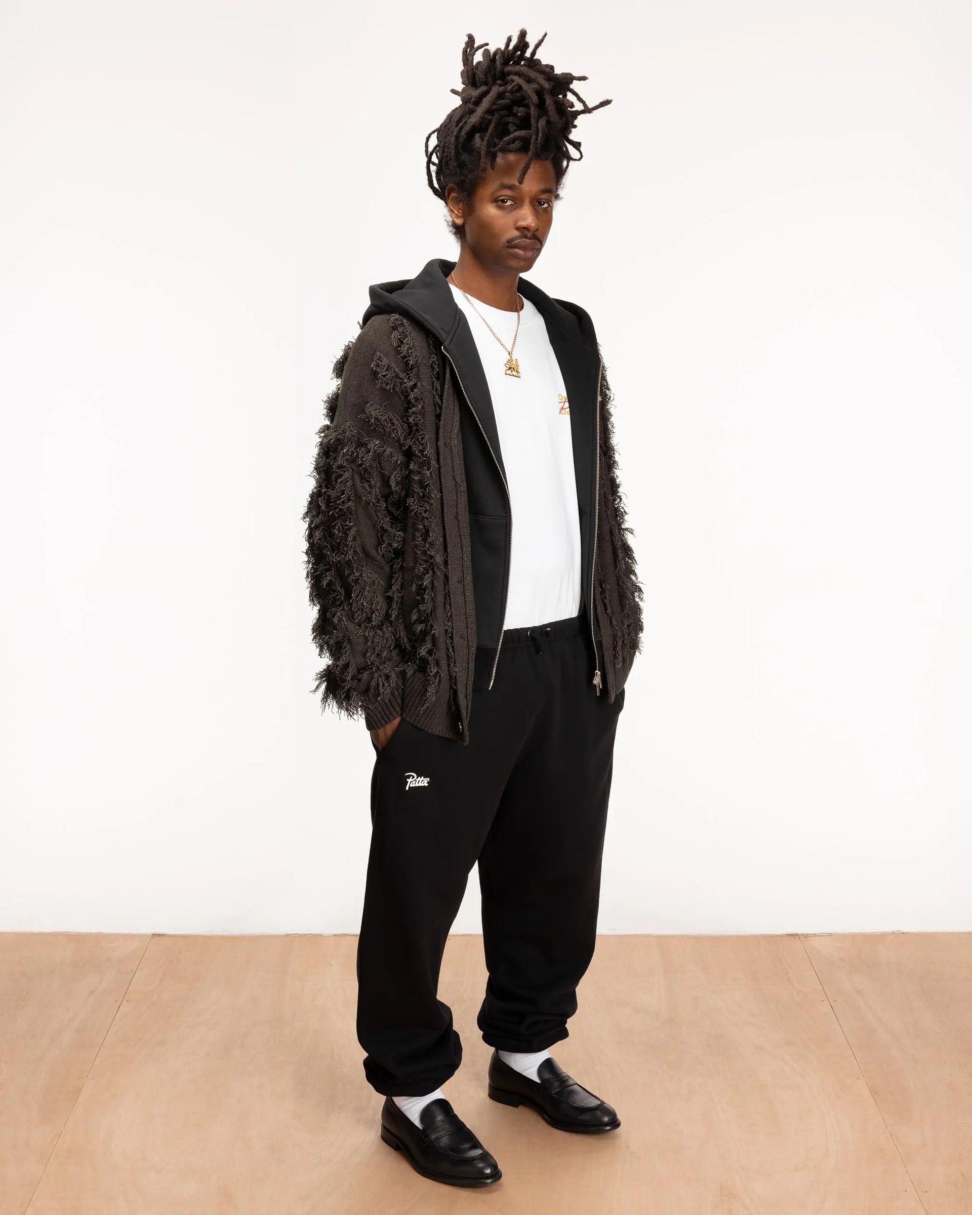 Patta Fringed Knitted Cardigan (Moonless Night) Patta