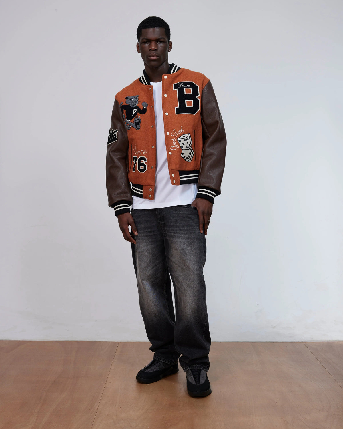 Patta x Beams 50th Anniversary Varsity Jacket (Potter's Clay) Patta
